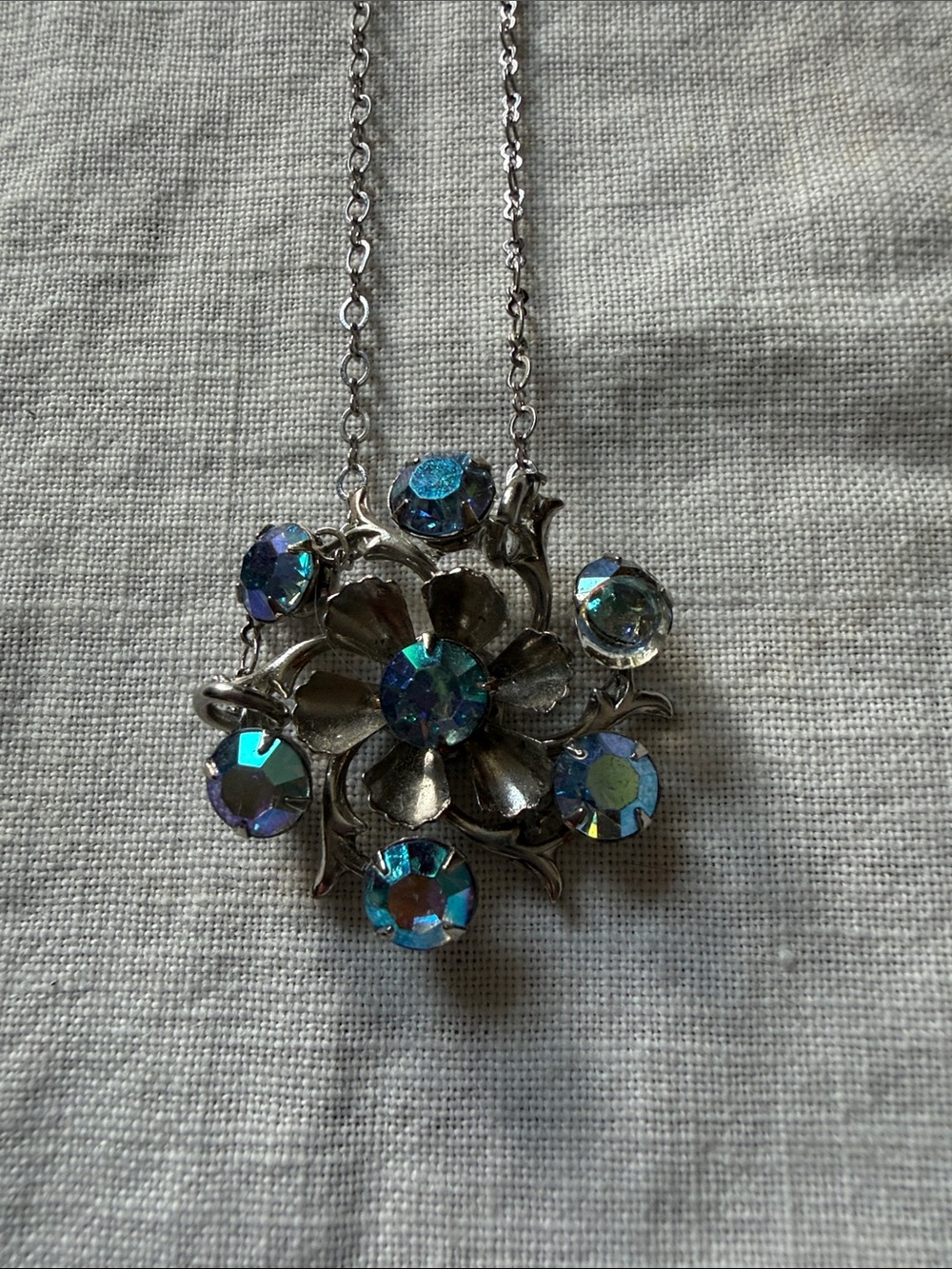 Blue Crystal Cluster Pendant Necklace - Picture 1 of 5